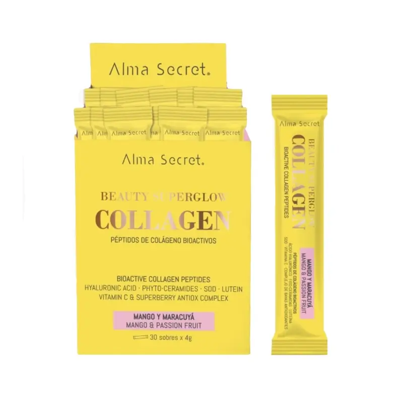 Alma Secret Beauty Superglow Collagen Sabor Mango Y Maracuyá , 30x4 gr