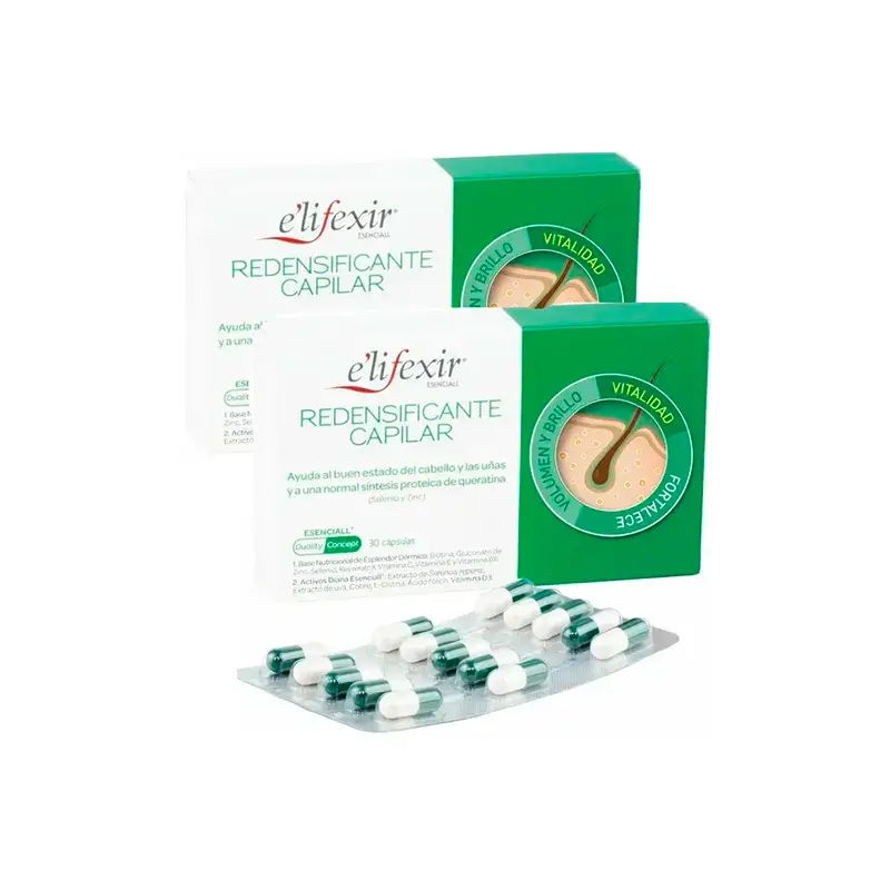 Elifexir Esenciall Redensificante Capilar Anticaída Fortificante, Pack 2 x 60 Cápsulas