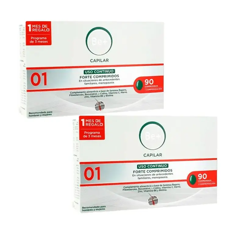 Be+ Capilar Anticaida Forte Uso Continuado, Pack 2 x 90 comprimidos