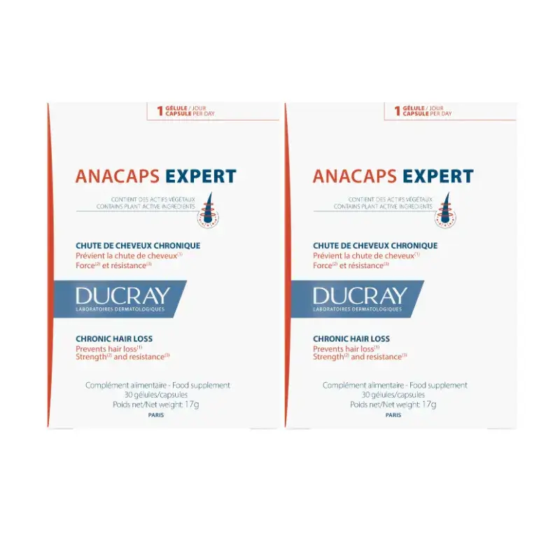 Ducray Anacaps Expert Anti-Hair Loss Supplement, Pack 2 x 30 Capsules