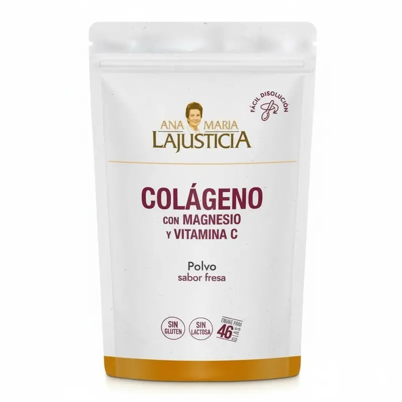 Ana Maria Lajusticia Collagen With Magnesium + Vit.C Strawberry Flavour Powder Doypack, 350 grams